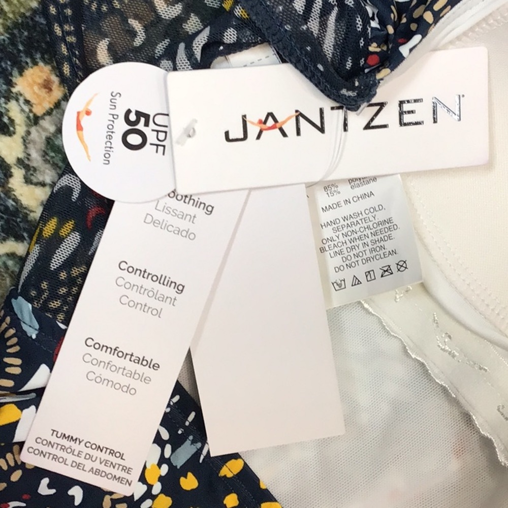 🔹Jantzen ‘Azure’ Tummy Control Ruched Hips High Neckline Open Sheer Back Sz.4 - Picture 3 of 12